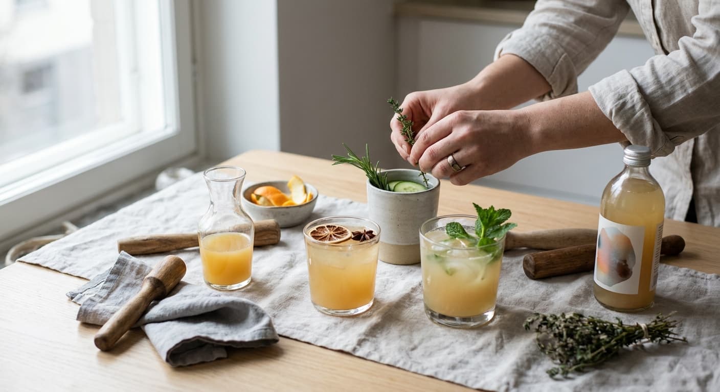 Én ingefærshot, tre friske mocktails